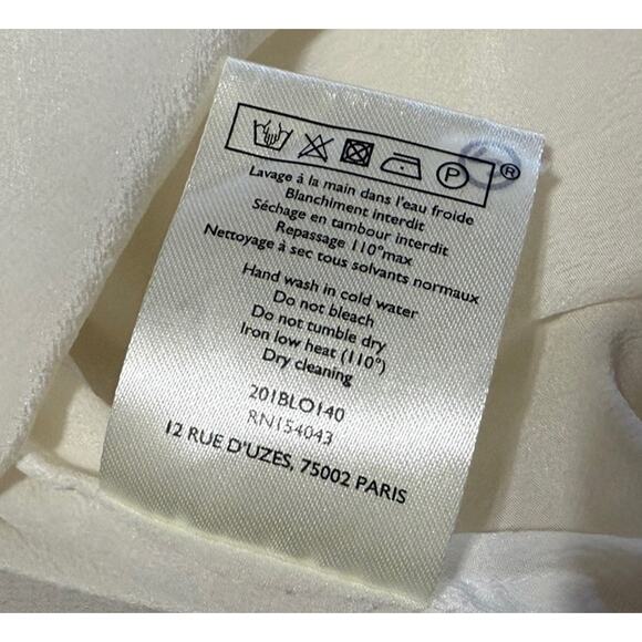 Sezane Ivory Ilonie Blouse Size 10 US Womens Designer Silk Top Cream Loose Fit - Picture 11 of 11